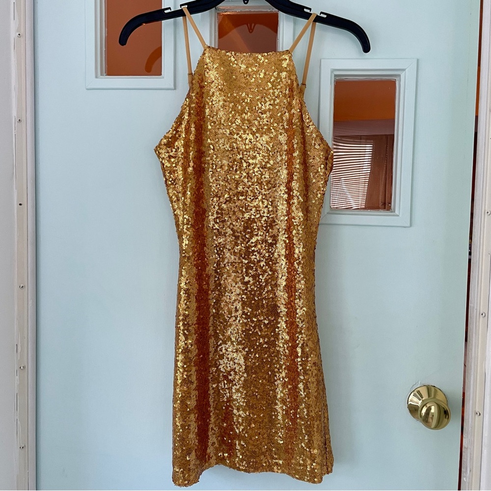 Lulu's Gold Sequin Mini Dress
